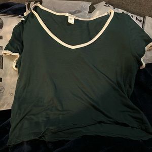 BOZZOLO Green Loose Crop Tee, Medium